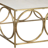 Wharton Brass Finish and White Marble Top Coffee Table
